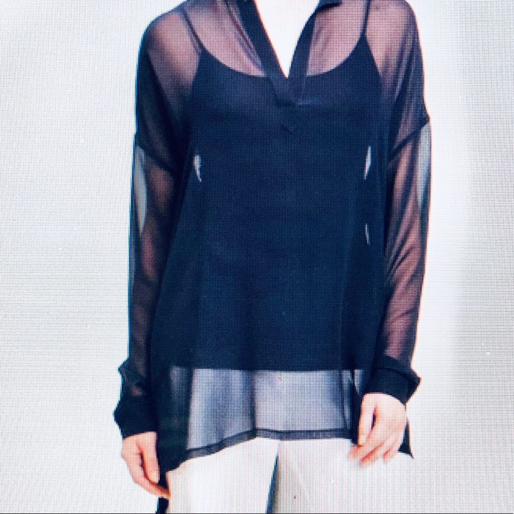 Vince Silk Sheer Navy Tunic